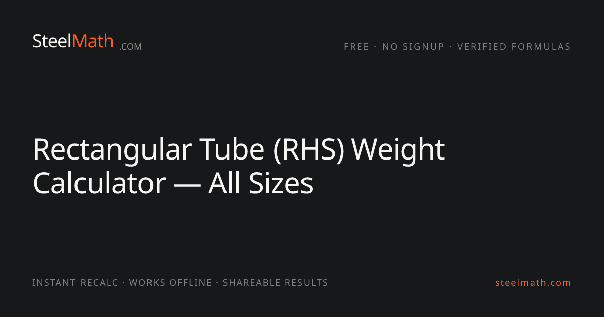 Rectangular Tube (RHS) Weight Calculator — All Sizes | SteelMath ...